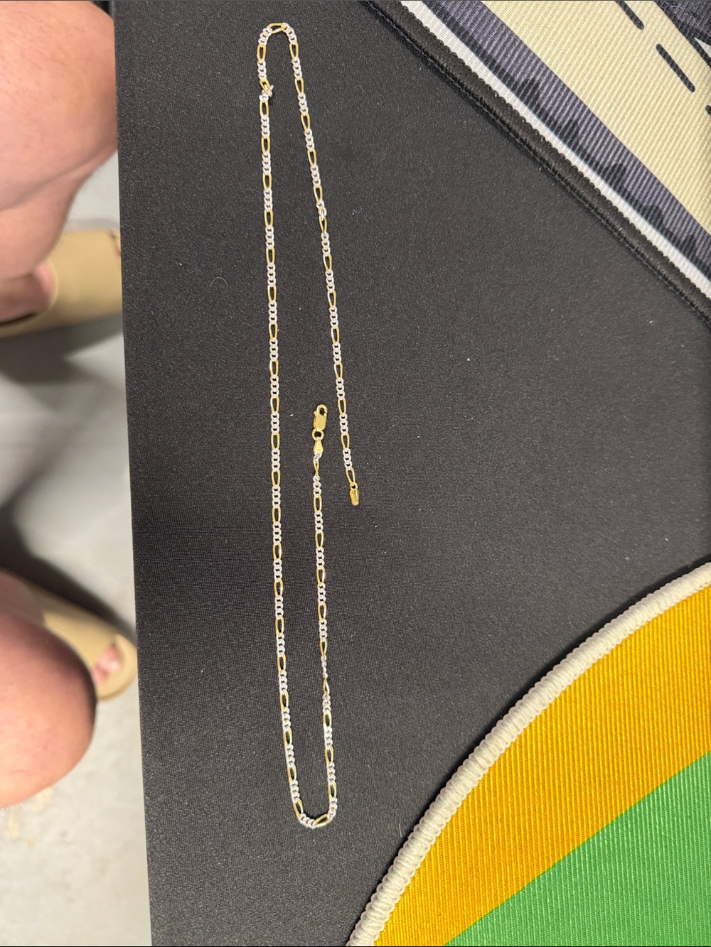 Two-Tone Gold and Silver Figaro Chain Necklace - men’s Jewelry